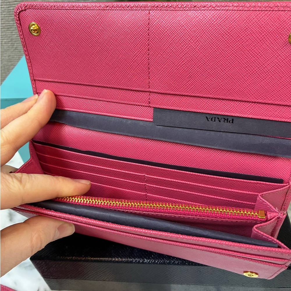 Prada Peonia Pink Saffiano Leather Bow Snap Wallet - NWT Authentic w/ Box - Picture 10 of 15